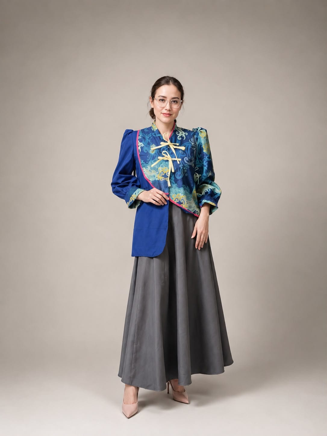 Blouse Etnik Wastra Biru Hijau