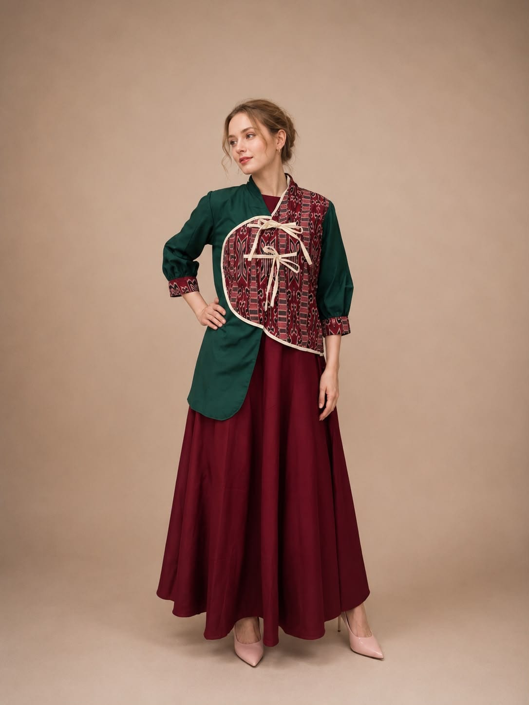 Blouse Etnik Wastra Hijau