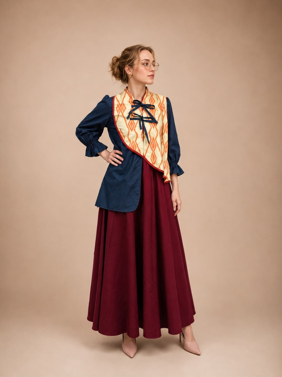 Blouse Etnik Wastra Navy