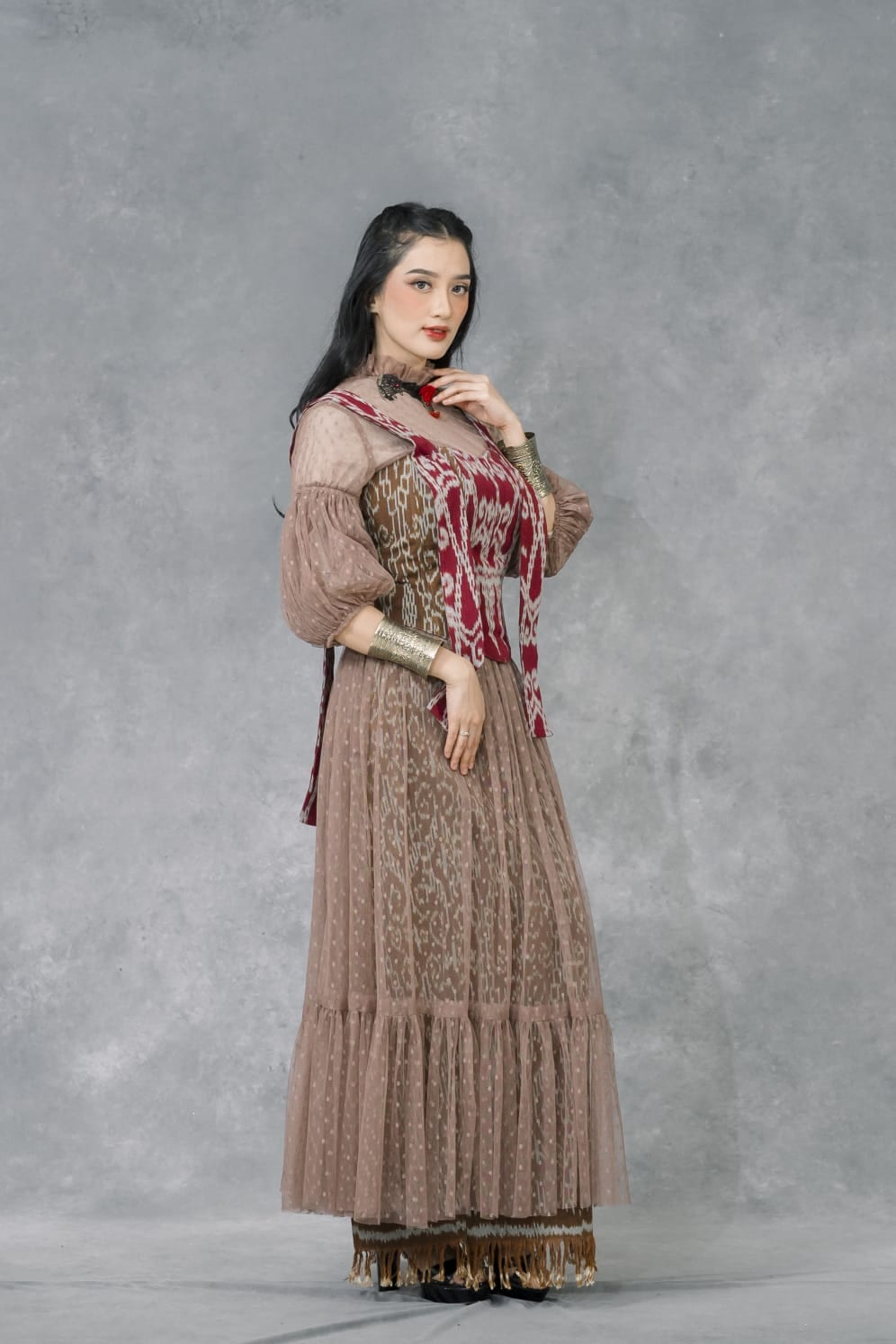 Dress Brokat Songket Merah
