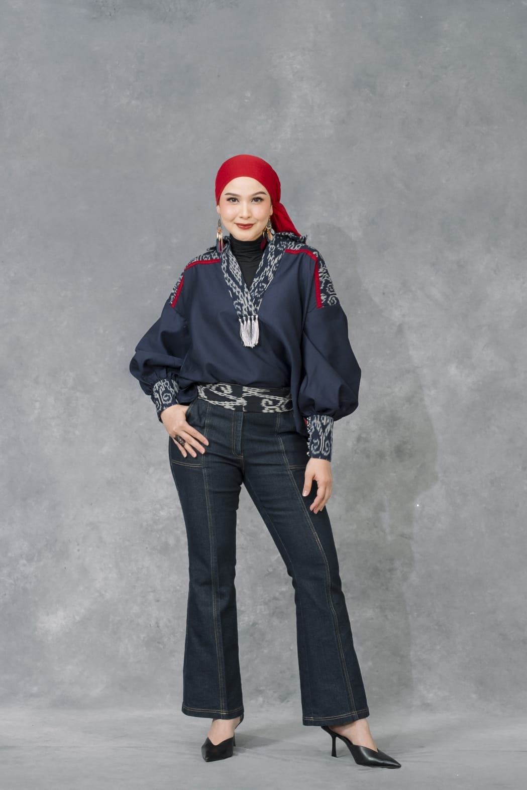 Jaket Denim Bordir Navy