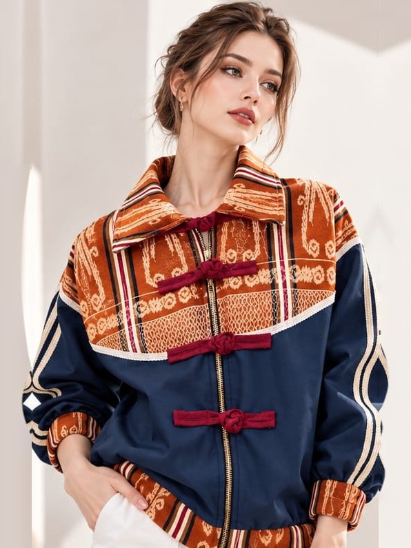 Jaket Oversize Etnik Navy Bata