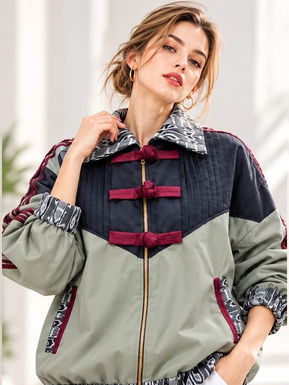 Jaket Oversize Etnik Sage Navy