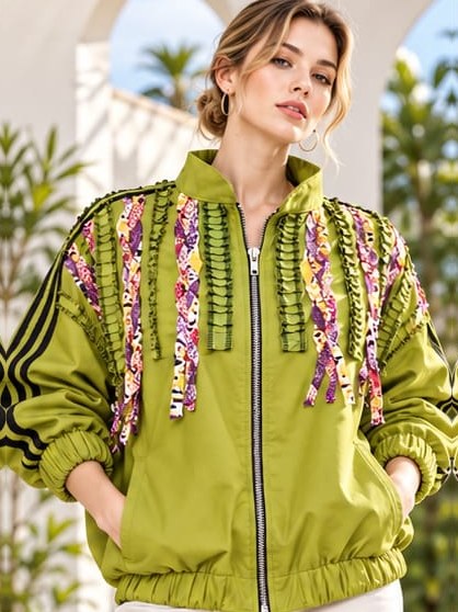 Jaket Patchwork Etnik Hijau Rumbai