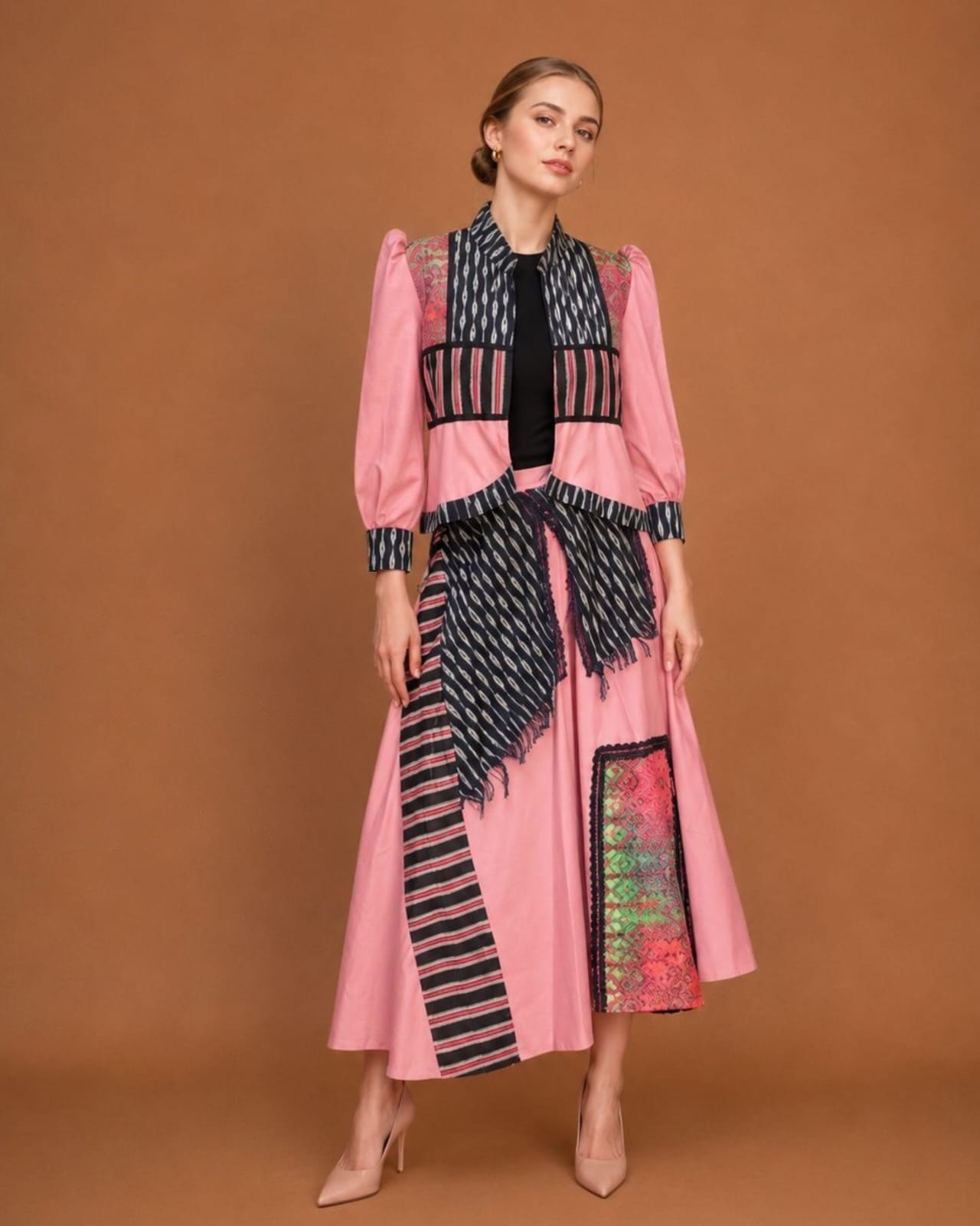 One Set Etnik Tenun Pink