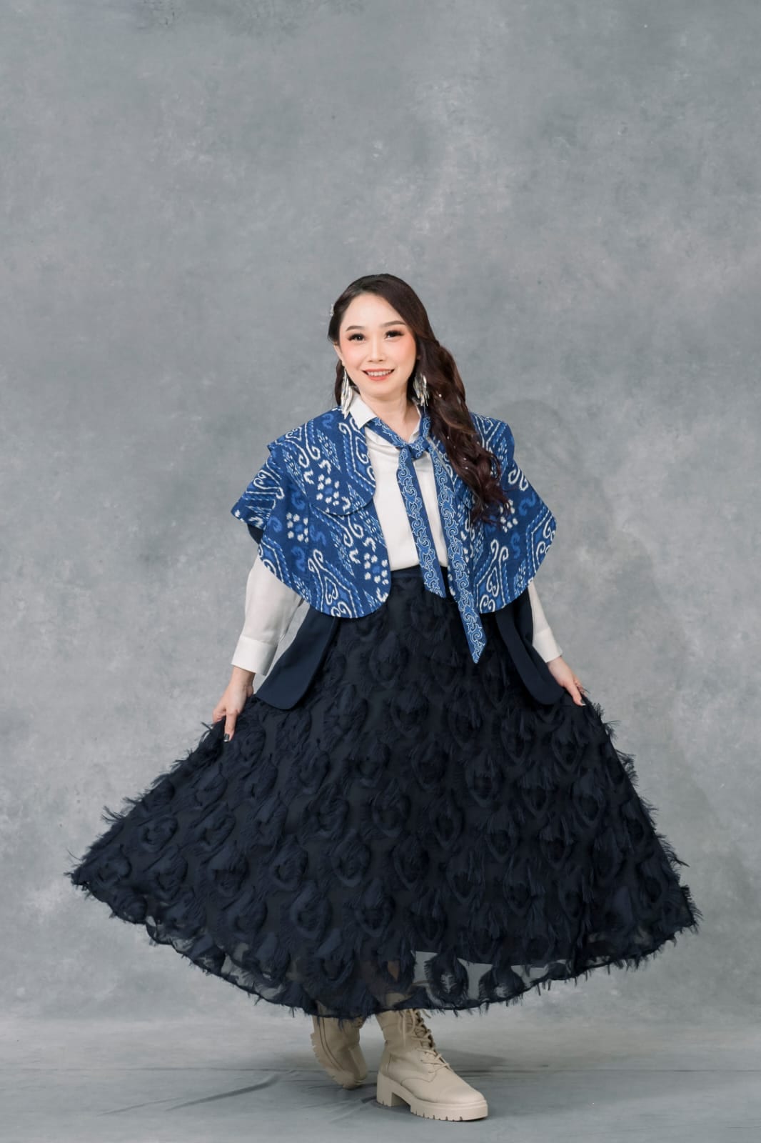 Set Capelet Batik Rok Tile Hitam